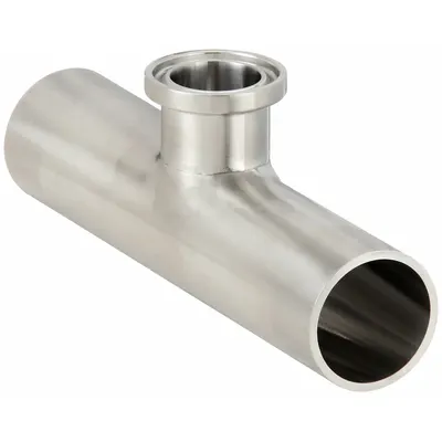MAXPURE Sanitary Tee Fitting: Short Outlet Tee, 3 in OD x 3 in OD x 3/4 in OD Size - 316 Stainless Steel Sanitary Tube Fittings
