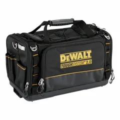 This wide-mouth tool bag is constructed from ballistic nylon with an injected waterproof base. It features 50 pockets for organizing hand tools, power tools, and accessories. Suitable for transporting tools on job sites or in workshops.