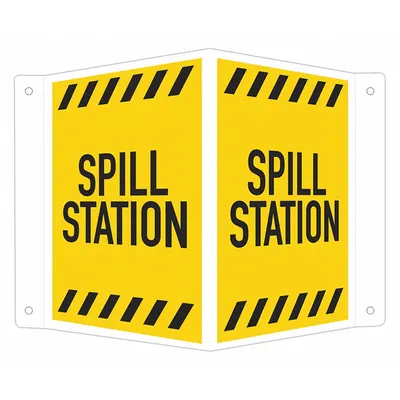 LYLE Facility Sign: Aluminum, Mounting Holes Sign Mounting - V-Shape Projection Spill Station Signs