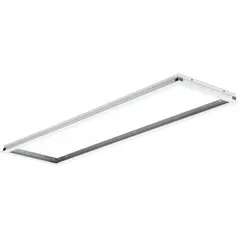 This drywall adapter kit provides clips, chains, and hangers for mounting a 1 ft x 4 ft grid troffer into a drywall ceiling. It measures 13 3/8 in width, 49 3/8 in length, and 1/8 in height. Suitable for retrofit or new construction applications where a T-grid is not present.