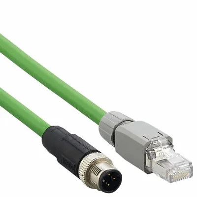 IFM Ethernet Cable: Cat5e, M12 Male Straight x RJ45 Male Straight, 20 m Lg - M12 Connector to RJ45 Connector Cordsets