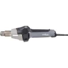 Inline heat gun with LCD display for precise temperature control. Operates on 120V AC, draws 14.6 A, and features a two-prong plug. Supplied as a bare tool. Suitable for shrink-wrapping, bending plastics, drying, and soldering in industrial applications.