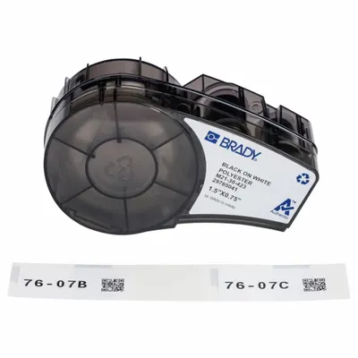 BRADY Combined Label and Ribbon Cartridge: 3/4 in x 1 1/2 in, Acrylic, Permanent Adhesive - Brady Thermal Transfer Precut Label Roll Cartridges