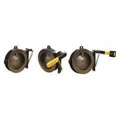 This ductile iron wafer swing check valve features an external spring lever with weight for assisted closing. It has an inline valve body and a 304 stainless steel disc. Designed to prevent backflow in piping systems, it is suitable for industrial applications where automatic closure is required.