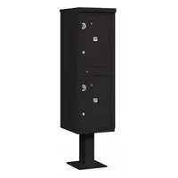 Parcel Locker: 2 Doors, Vertical, 62 in H x 16 in W x 18 in D, Pedestal Mounting, Black, Lockable (MPN 3302BLK-U)