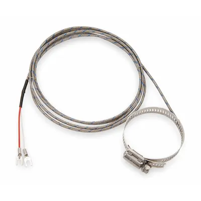TEMPCO Type J Hose Clamp Thermocouple, 6 ft Cable, ±2.2°C Accuracy - Thermocouples for Surface Applications