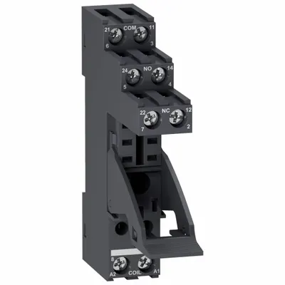 SCHNEIDER Relay Socket: 5 A Rating, DIN-Rail Socket Mounting, 8 Pins - Surface-Mounted Sockets