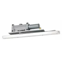 This Grade 1 heavy duty concealed-mount door closer is constructed of aluminum and features a track arm with non-hold open function. It has an adjustable spring size 6 and is ADA compliant for interior or exterior use. Typical applications include controlling door closing speed and force in high-traffic commercial or industrial settings