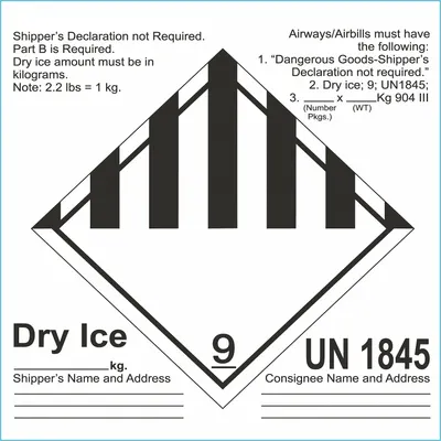 OEM UN Container Label: Dry Ice - Class 9: Miscellaneous Hazardous Materials