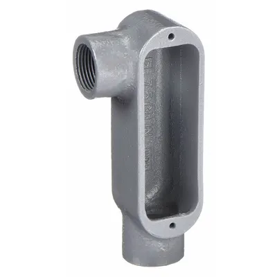 HUBBELL KILLARK Conduit Outlet Body: Iron, 1 1/2 in Trade Size, LR Body, 36 cu in Body Capacity - LR - 90° Elbow Type