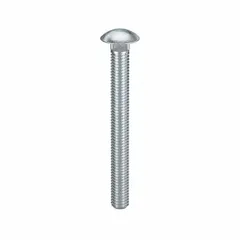 Square neck carriage bolt made of Grade 2 steel with a zinc-plated finish. Thread size is 3/8"-16, length 3 3/4 inches. The square neck prevents rotation during tightening, suitable for fastening wood to metal or wood to wood in construction and assembly applications. Supplied in a 25-pack.