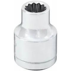 This 3/8" drive hand socket features an 11/32" SAE socket size with a 12-point configuration for improved grip on hex fasteners. The chrome finish provides corrosion resistance. Suitable for tightening or loosening fasteners in automotive, machinery, and general assembly applications.
