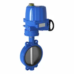This ductile iron electric butterfly valve is suited for general service in HVAC, wastewater, and water media applications. It features a 10-inch pipe size and operates on 120V AC with a manual input control signal for flow regulation and shut-off.