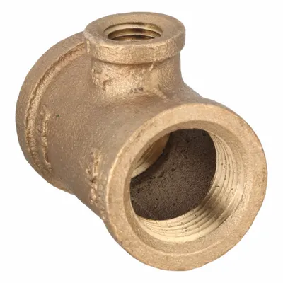 OEM Brass Pipe Tee, 3/4 in x 1/4 in x 1/4 in, Class 125, C89833 Brass, 1 3/16 in Lg - Threaded Low-Pressure Pipe Fittings for Potable Water
