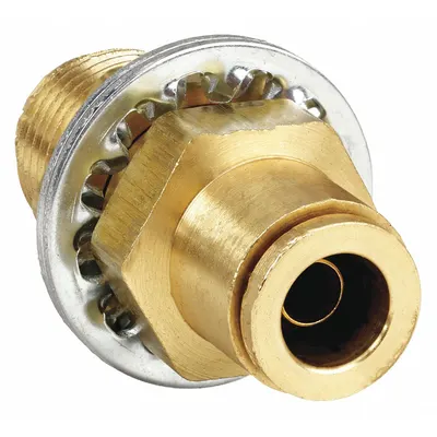 WEATHERHEAD Push-Fit Union Fitting: 1/4 in OD x 1/4 in Pipe Fitting Size, Push-to-Connect x NPTF - Brass Air Brake Fittings