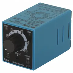 Panel door-mounted relay with flasher control signal start delay function. Operates on 100 to 240V DC input voltage, rated 10 A, with 8 pins/terminals. Suitable for industrial timing and flasher control applications requiring precise on/off cycling.