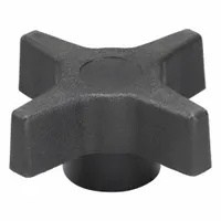 This 4-arm knob features a plastic body with a steel threaded insert for manual adjustment, clamping, and positioning on industrial machinery, jigs, and fixtures. The 2.46 in diameter provides a comfortable grip for frequent hand-tightening applications. Thread size is 5/16"-18