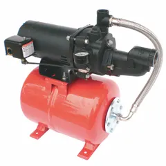 Single-phase shallow-well jet pump system rated for 115/230V AC. Designed for water transfer from shallow wells where the water source is within 25 feet of the surface. Ejector not included.