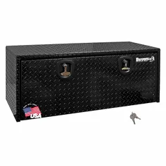 This single drop-down door box from BUYERS PRODUCTS is designed for underbody truck storage. It features a black finish and a keyed lock for security. Suitable for securing tools and equipment on service vehicles, construction fleets, and maintenance trucks.