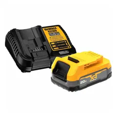 This battery kit includes a 20V MAX* 1.7 Ah battery and a charger, designed to power cordless tools for light-duty drilling, fastening, and cutting tasks. The compact battery enables quick swaps for portable operation on construction, maintenance, and repair jobs.