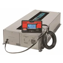 This pure sine wave inverter converts 24V DC input to 120V AC output at 60 Hz, delivering 2500 W continuous power. It features terminal blocks for DC connection and two AC outlets. Suitable for powering sensitive electronics and equipment in off-grid, mobile, or backup power systems.