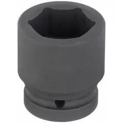 This 1" drive impact socket is designed for use with impact tools on heavy-duty fastening and loosening of SAE hex nuts and bolts. The 6-point configuration provides a secure grip on the fastener, while the black phosphate finish offers corrosion resistance. Standard length for general applications.