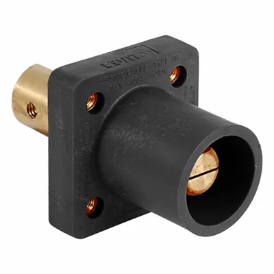 LEVITON Single Pole Receptacle: Black, Straight Taper Nose Mating - Receptacles with Bus Bar Terminations