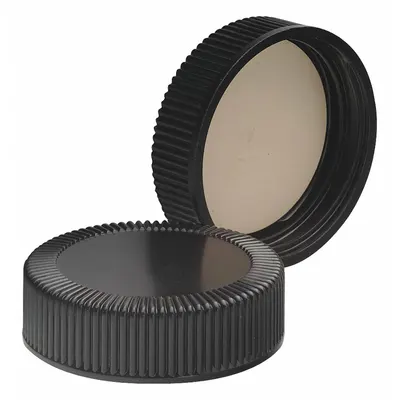 WHEATON Cap: 41 mm Dia, Black, Phenolic, Rubber, 38-400 mm Screw Closure Size, Autoclavable - Screw On Caps