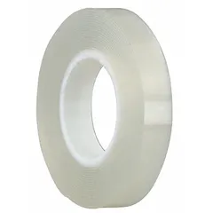 This transparent double-sided foam tape features a removable, closed-cell polyethylene foam backing. It is 1/2 inch wide, 4 yards long, and 31.25 mils thick. Designed for temporary mounting applications where clean removal is required without residue.