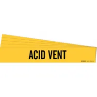 Pipe Marker: Acid Vent, Yellow, Black, Fits 8 in and Larger Pipe O.D., 1 Pipe Markers, 5 PK (MPN 7003-1HV-PK)