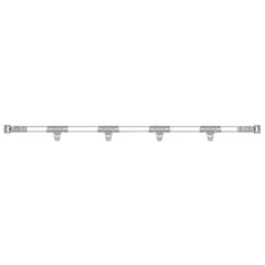 Polymer ledge for plastic shelving, designed for front-to-back placement. Includes one divider/ledge to separate items and prevent tipping. Taupe color. Manufacturer part number MQL60-2S.