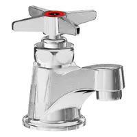 Cast brass construction with polished chrome finish. Single-post handle design for easy operation. Flow rate of 2.2 gpm. Includes mounting hardware. Suitable for bathroom sinks in commercial and residential settings