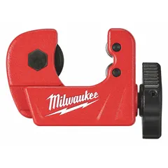 Compact cutter for metal tubing with a standard cutting wheel. Cuts copper tubing from 1/8 in to 5/8 in outer diameter. Tool length is 2 in. Suitable for plumbing, HVAC, and refrigeration applications requiring clean cuts on soft metal tubing.