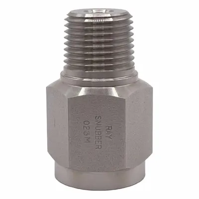 RAY Pressure Gauge Snubber: Monel, Piston, Monel NPT, 5,000 psi Max. Pressure - Piston-Type Snubbers for Air, Water & Steam