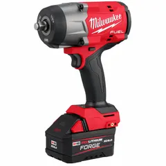 This cordless impact wrench delivers 1,200 ft-lb of fastening torque with a brushless motor. Part of the M18 FUEL™ system, it is used for heavy-duty fastening and loosening of bolts and nuts in automotive repair, construction, and industrial maintenance.