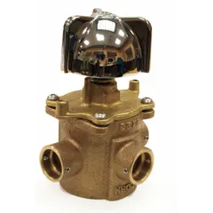 This ACORN valve assembly is designed for wash fountains, providing water flow and temperature control. Constructed from Noryl, it includes a Safti-Trol valve body, bonnet assembly, cartridge assembly, canopy handle, and mounting screws. Suitable for commercial or institutional restroom applications.