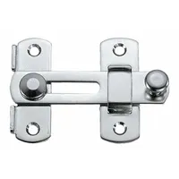 This steel slide bar latch features a polished silver finish and four mounting holes. It accepts shackles up to 18 mm in diameter and includes all necessary hardware for installation. Suitable for securing gates, doors, and access panels in various settings
