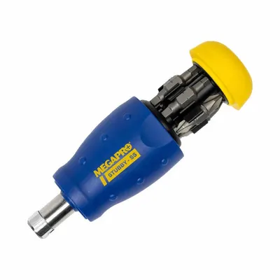 MEGAPRO Multi-Bit Screwdriver: Phillips/Slotted/Square/Torx Tip, 12 Tips, 1/4 in/25mm - Pocket-Sized Muilt-Bit Screwdrivers