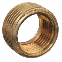 This threaded high-pressure pipe fitting is a straight reducer from 3/8 in to 1/4 in, with a 1/2 in length and a maximum operating pressure of 1,000 psi. It is used to connect metal pipes in potable water systems, such as industrial plumbing, irrigation, and process water lines.