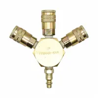 This hex-shaped aluminum block manifold is designed for distributing air or fluid in pneumatic systems. It features a 1/4 in quick-disconnect insert for simplified connections. Typical applications include industrial automation, packaging, and material handling where reliable flow control is required