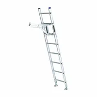 Aluminum ladder jack designed for use with extension ladders. Supports scaffolding planks between two ladders to create a temporary work platform. Overall length 26.5 inches, maximum load capacity 250 lb