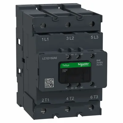 SCHNEIDER Contactor: Non-Reversing, 3 Poles, 3NO Contacts, 150 A - Non-Reversing IEC Contactors