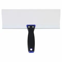 This corrosion-resistant spreading tool features a straight stainless steel blade and a polypropylene/TPR handle. Designed for applying joint compound in drywall taping and finishing tasks.
