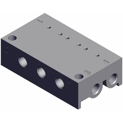 SMC VV100-S41-03-M5 3-Port Manifold, 0.008 Cv - SMC V100 Series Manifolds & Bases