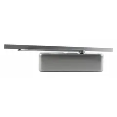 This LCN 4210 Series door closer is a Grade 1 heavy-duty parallel arm-mount unit constructed of aluminum. It features a track arm with non-hold open function and an adjustable spring size 3, suitable for interior or exterior commercial door applications. The closer measures 12 1/4 inches long by 2 1/4 inches wide and is ADA compliant.