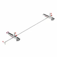 This WEATHER GUARD van roof rack is constructed from powder-coated aluminum in white. It measures 13 inches in overall height, 130 3/4 inches in overall length, and 33 2/5 inches in overall width. Designed for mounting on vans to transport ladders, pipes, and long materials, it supports material handling and service vehicle organization