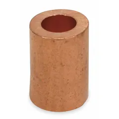 Plain copper stop sleeves for swage installation on 3/64-inch diameter wire rope. Used to create a permanent stop or anchor point, preventing the rope end from slipping through fittings. Suitable for cable assemblies, rigging, and control systems. Sold in a pack of 50.