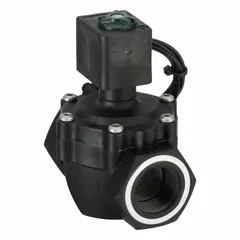 This 2-way, 2-position normally closed solenoid valve is designed for remote pilot operation. It features a 3/4 in pipe size and operates on 24V AC. The dust tight coil enclosure protects the solenoid in industrial environments. Typical applications include fluid control in automation and process systems.