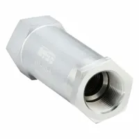 This Parker high-pressure check valve features a steel body with 1-inch NPT inlet and outlet connections. It is designed to allow fluid flow in one direction while preventing backflow in hydraulic systems. Suitable for use in industrial machinery and mobile equipment requiring reliable one-way flow control