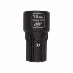 This 15 mm, 6-point, standard-length impact socket has an overall length of 1 9/16 inches. It is designed for use with impact wrenches in fastening and loosening metric nuts and bolts in automotive and industrial settings.